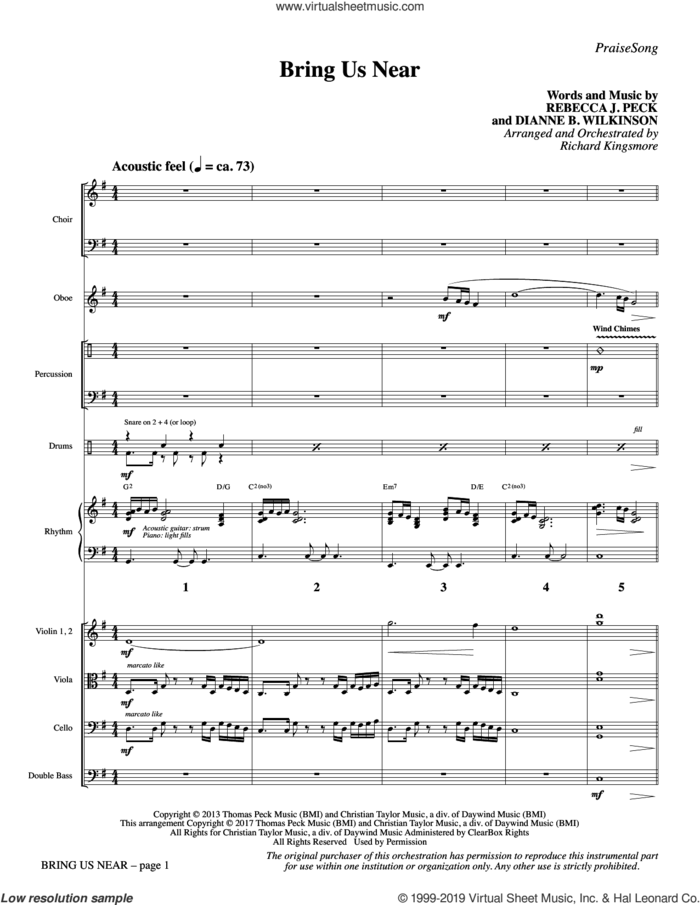 Bring Us Near (COMPLETE) sheet music for orchestra/band by Richard Kingsmore, Dianne Wilkinson and Rebecca J. Peck, intermediate skill level
