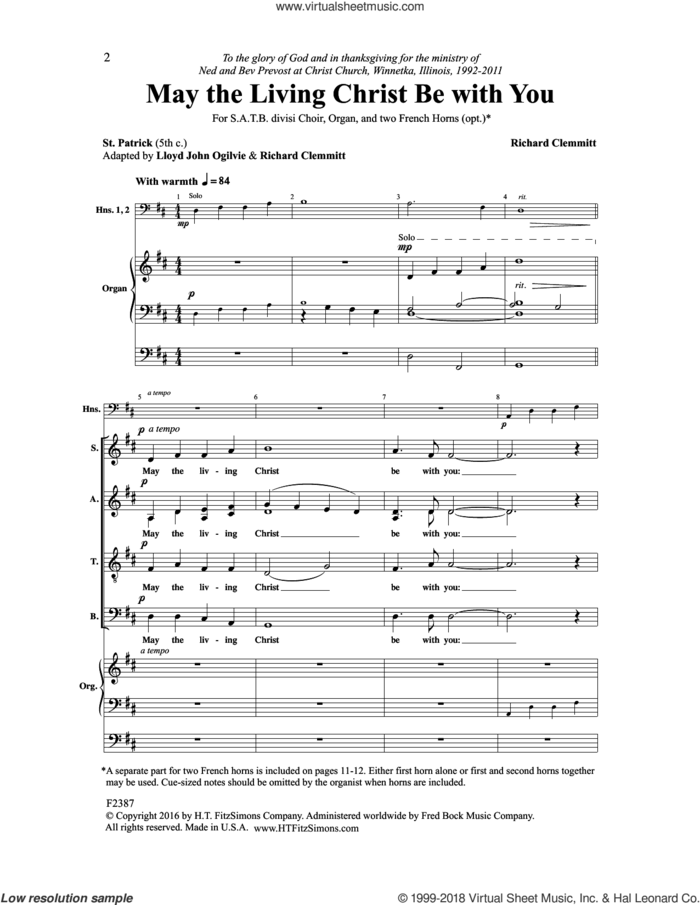May the Living Christ Be with You sheet music for choir (SATB: soprano, alto, tenor, bass) by Lloyd John Ogilvie and Richard Clemmitt, intermediate skill level