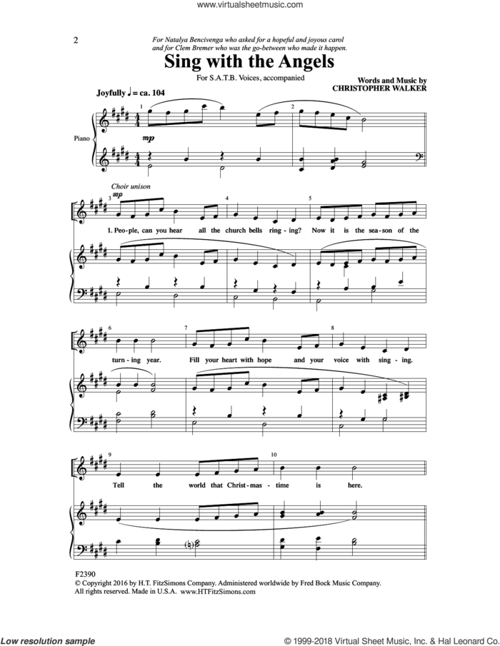 Sing with the Angels sheet music for choir (SATB: soprano, alto, tenor, bass) by Christopher Walker, intermediate skill level