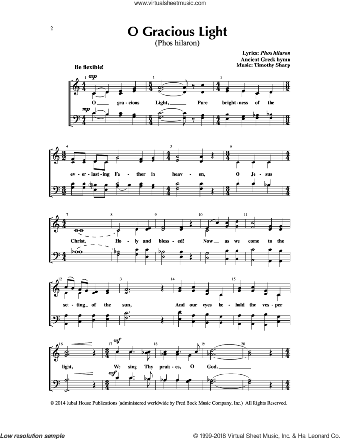 O Gracious Light (Phos hilaron)/Lux Christi (Light of Christ) sheet music for choir (SATB: soprano, alto, tenor, bass) by Edwin M. Willmington and Timothy Sharp, intermediate skill level