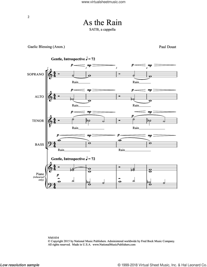 As the Rain sheet music for choir (SATB: soprano, alto, tenor, bass) by Paul Doust, intermediate skill level