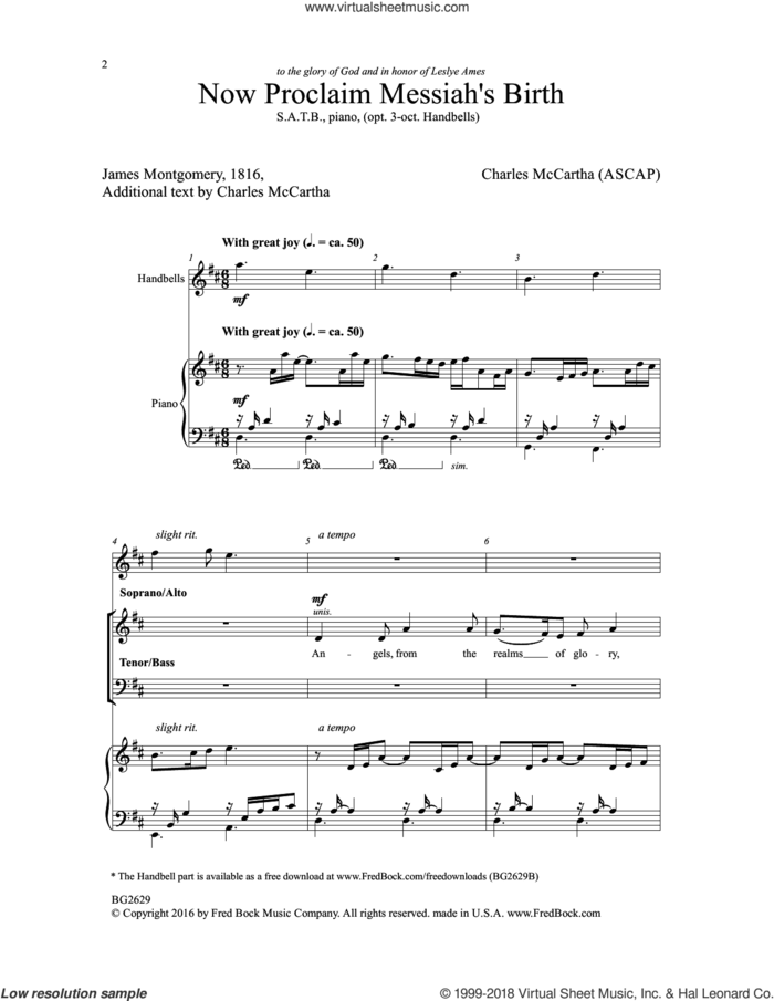 Now Proclaim Messiah's Birth sheet music for choir (SATB: soprano, alto, tenor, bass) by Charles McCartha and James Montgomery, intermediate skill level
