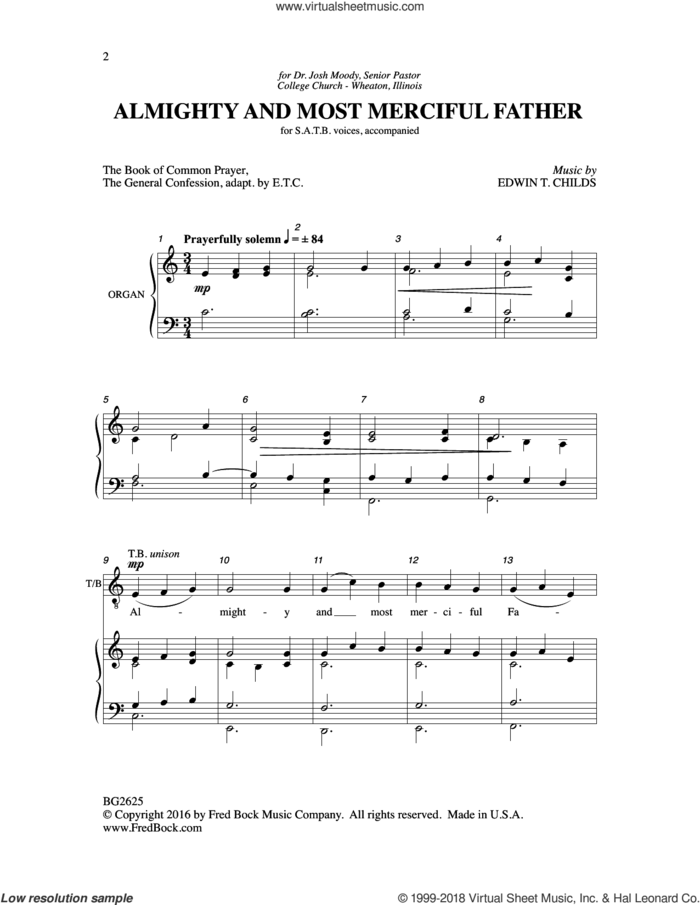 Almighty and Most Merciful Father sheet music for choir (SATB: soprano, alto, tenor, bass) by Edwin T Childs, intermediate skill level