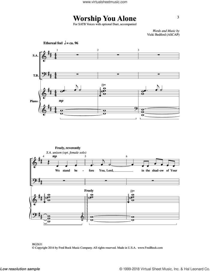 Worship You Alone sheet music for choir (SATB: soprano, alto, tenor, bass) by Vicki Bedford, intermediate skill level