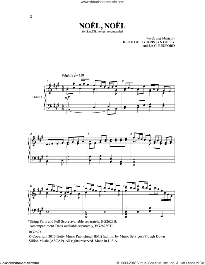 Noel, Noel sheet music for choir (SATB: soprano, alto, tenor, bass) by Keith Getty, Jac Redford and Kristyn Getty, intermediate skill level