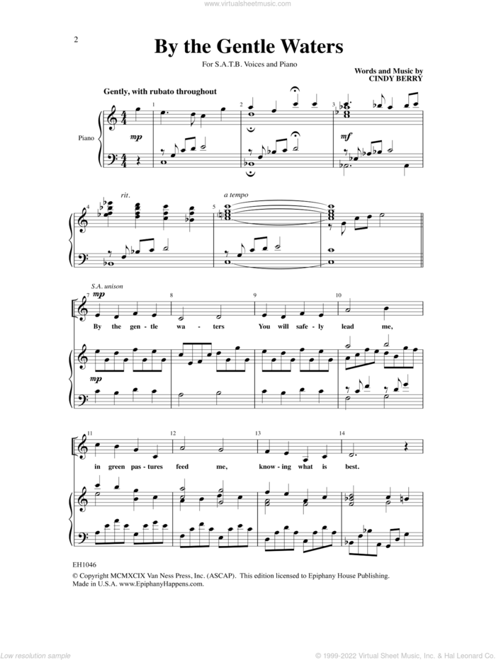 By the Gentle Waters sheet music for choir (SATB: soprano, alto, tenor, bass) by Cindy Berry, intermediate skill level