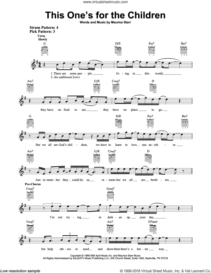 This One's For The Children sheet music for guitar solo (chords) by New Kids On The Block and Maurice Starr, easy guitar (chords)