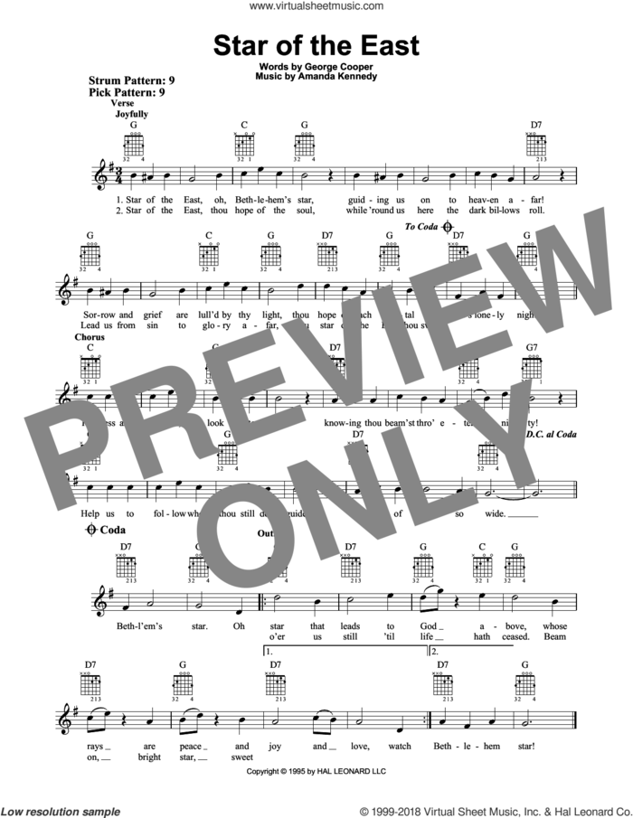 Star Of The East sheet music for guitar solo (chords) by Amanda Kennedy and George Cooper, easy guitar (chords)
