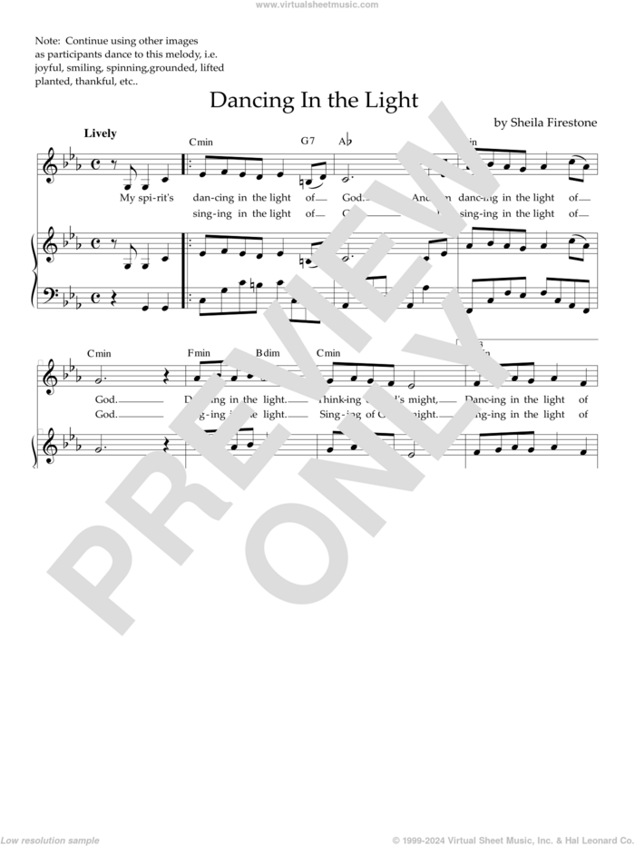 Dancing In The Light sheet music for voice, piano or guitar by Sheila Firestone, intermediate skill level