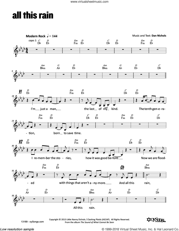 All This Rain sheet music for voice and other instruments (fake book) by Dan Nichols, intermediate skill level