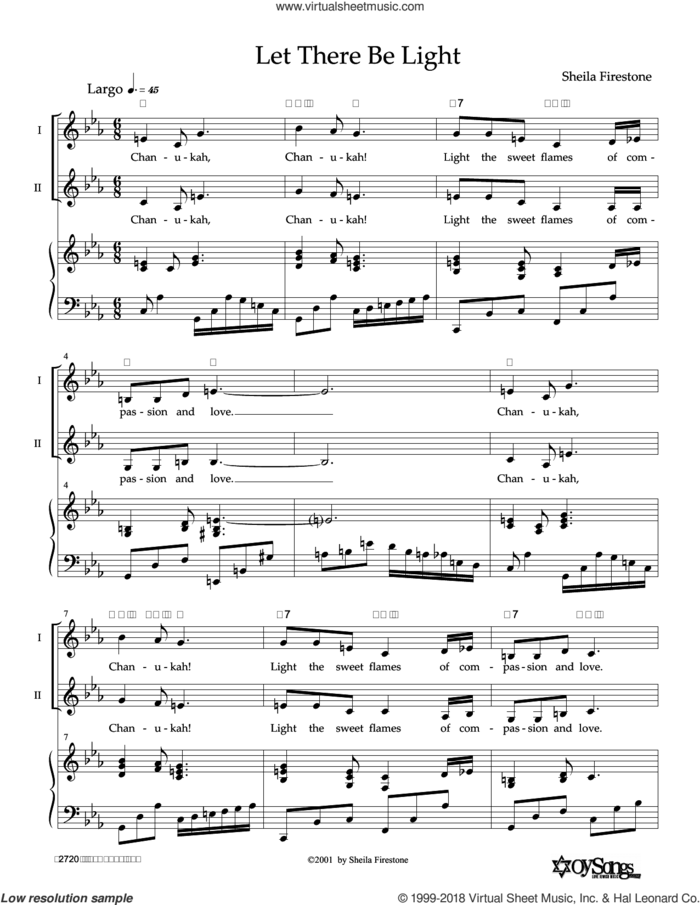 Let There Be Light sheet music for voice, piano or guitar by Sheila Firestone, intermediate skill level