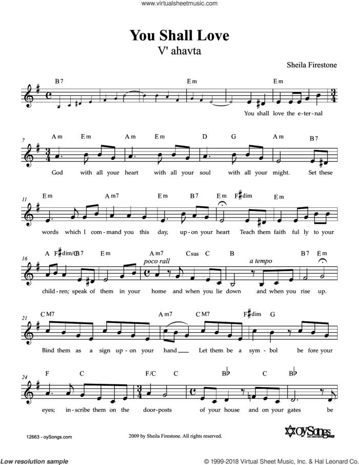 You Shall Love sheet music for voice and other instruments (fake book) by Sheila Firestone, intermediate skill level