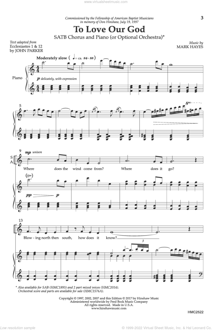 To Love Our God sheet music for choir (SATB: soprano, alto, tenor, bass) by Mark Hayes and John Parker, intermediate skill level