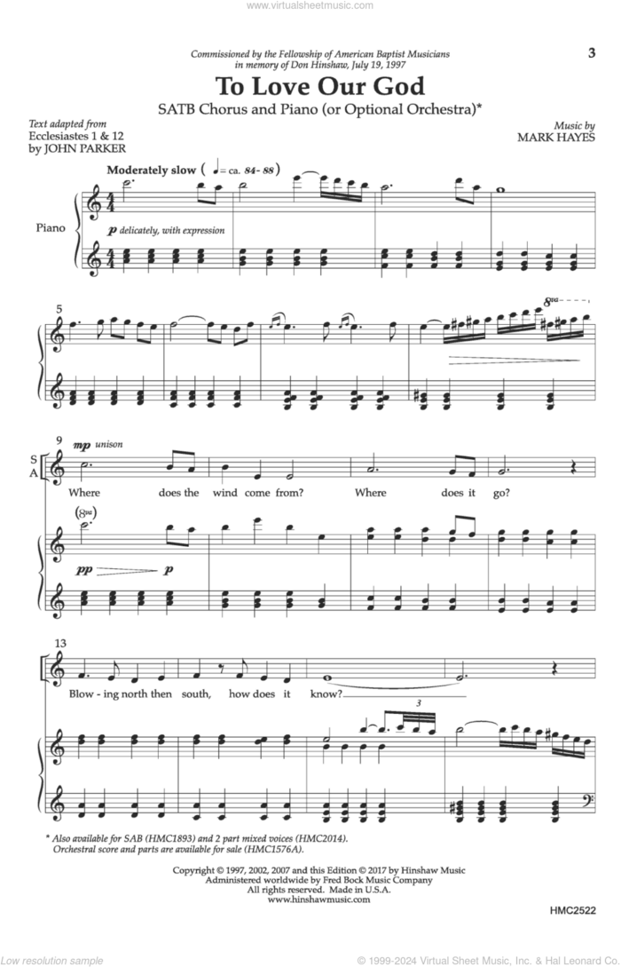 To Love Our God sheet music for choir (SATB: soprano, alto, tenor, bass) by Mark Hayes and John Parker, intermediate skill level