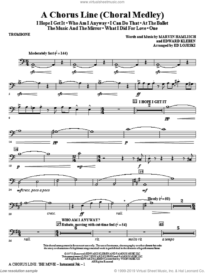 A Chorus Line (Medley) (arr. Ed Lojeski) (complete set of parts) sheet music for orchestra/band by Ed Lojeski, Edward Kleban and Marvin Hamlisch, intermediate skill level