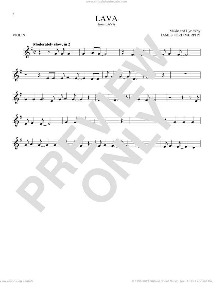 Lava (from Lava) sheet music for violin solo by James Ford Murphy, intermediate skill level