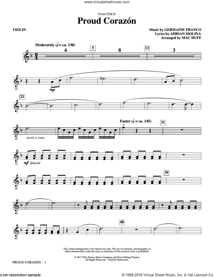 Proud Corazon (from Coco) (arr. Mac Huff) (complete set of parts) sheet music for orchestra/band by Mac Huff and Germaine Franco & Adrian Molina, Adrian Molina and Germaine Franco, intermediate skill level