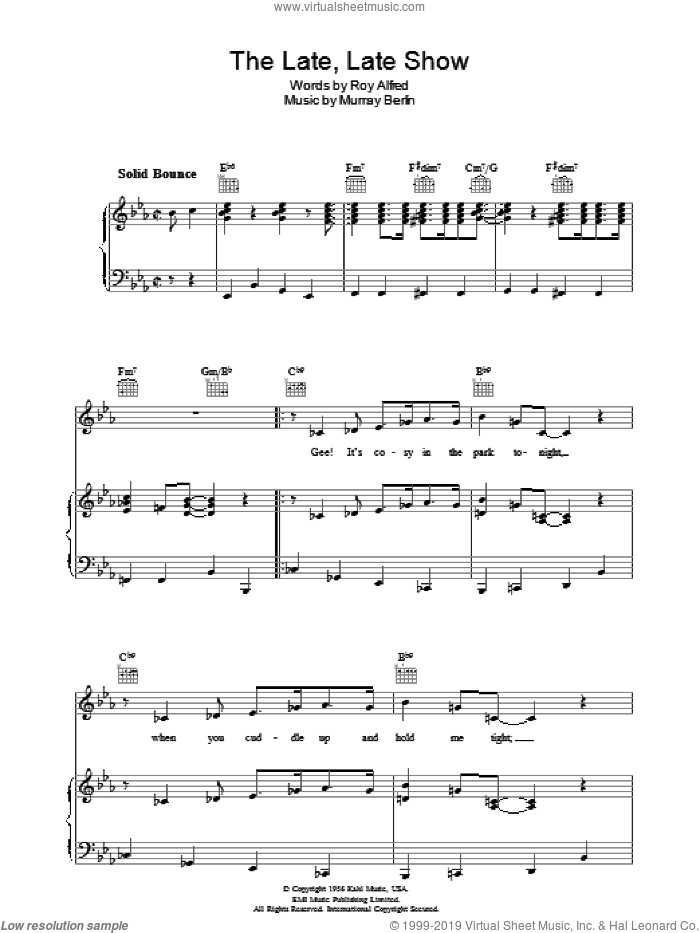 The Late Late Show sheet music for voice, piano or guitar by Roy Alfred and Murray Berlin, intermediate skill level