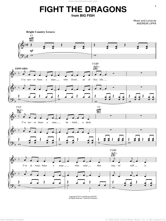 Fight The Dragons sheet music for voice, piano or guitar by Andrew Lippa, intermediate skill level