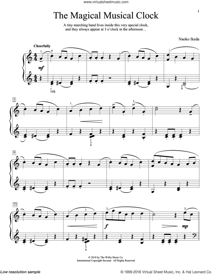 The Magical Musical Clock sheet music for piano solo (elementary) by Naoko Ikeda, beginner piano (elementary)