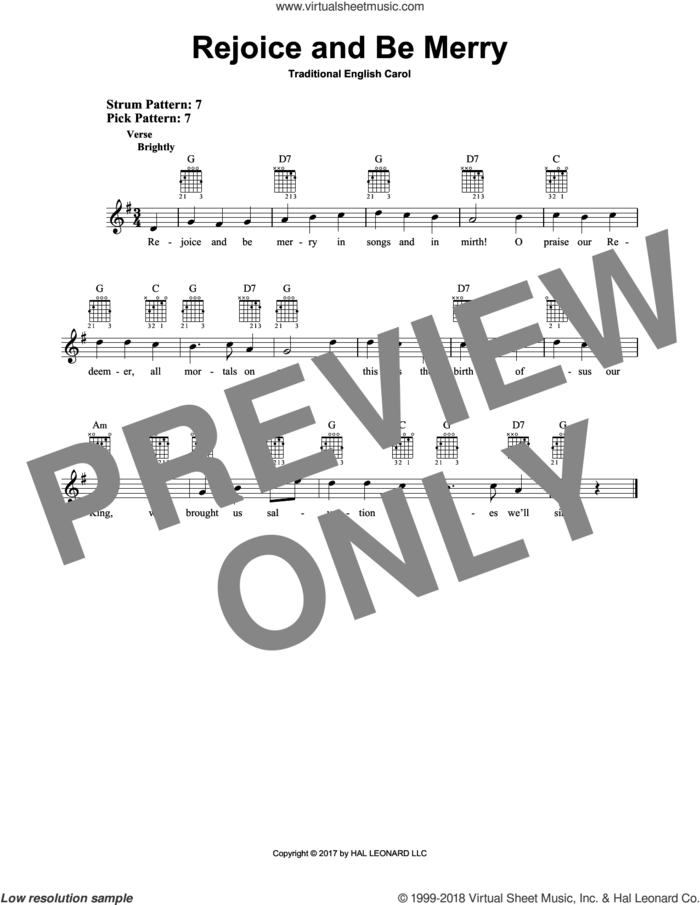 Rejoice And Be Merry sheet music for guitar solo (chords), easy guitar (chords)