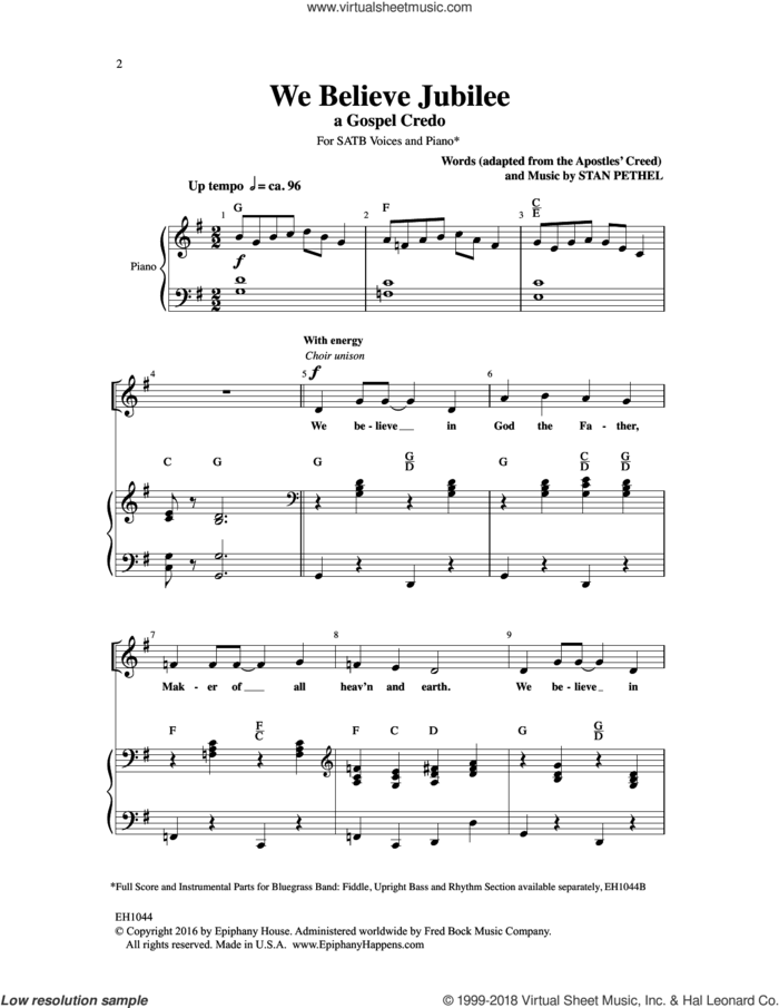 We Believe Jubilee sheet music for choir (SATB: soprano, alto, tenor, bass) by Stan Pethel, intermediate skill level