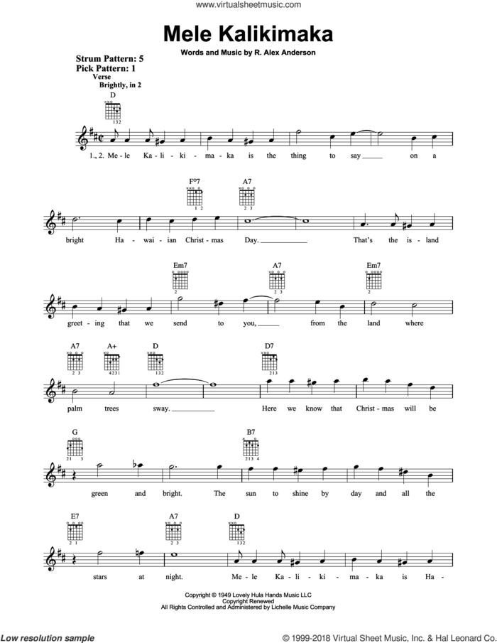Mele Kalikimaka sheet music for guitar solo (chords) by R. Alex Anderson and Jake Owen, easy guitar (chords)