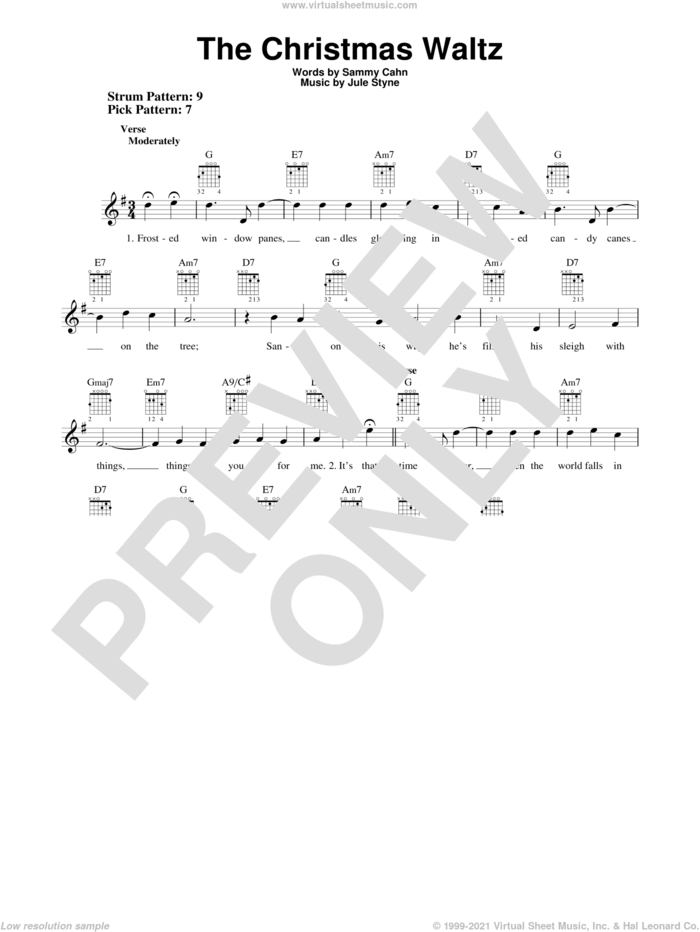 The Christmas Waltz sheet music for guitar solo (chords) by Sammy Cahn and Jule Styne, easy guitar (chords)