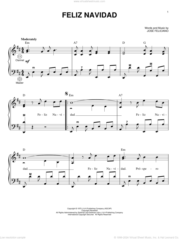 Feliz Navidad (arr. Gary Meisner) sheet music for accordion by Jose Feliciano, Gary Meisner and Clay Walker, intermediate skill level