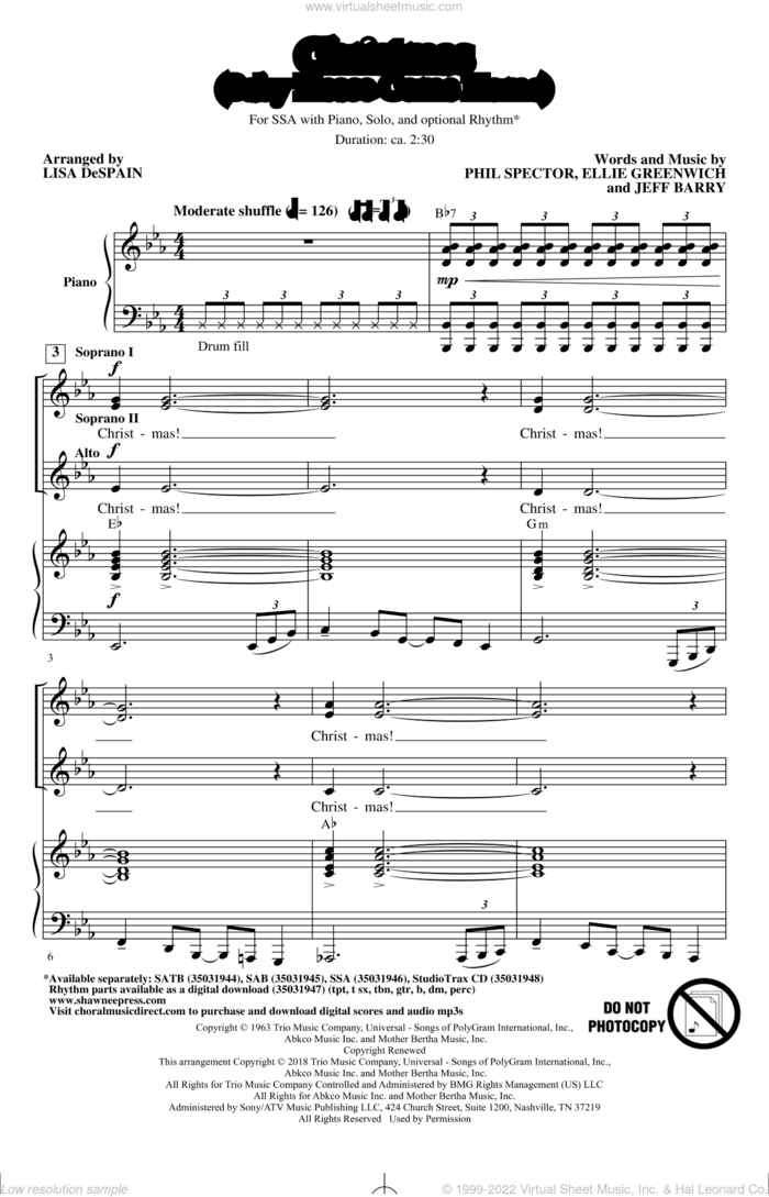 Christmas (Baby Please Come Home) sheet music for choir (SSA: soprano, alto) by Jeff Barry, Lisa DeSpain, Mariah Carey, Ellie Greenwich and Phil Spector, intermediate skill level