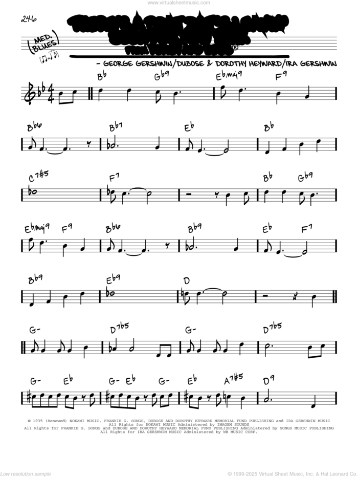 There's A Boat Dat's Leavin' Soon For New York sheet music for voice and other instruments (real book) by George Gershwin, Dorothy Heyward, DuBose Heyward and Ira Gershwin, intermediate skill level