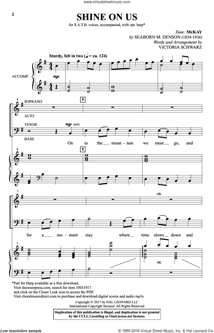Shine On Us sheet music for choir (SATB: soprano, alto, tenor, bass) by Victoria Schwarz, intermediate skill level