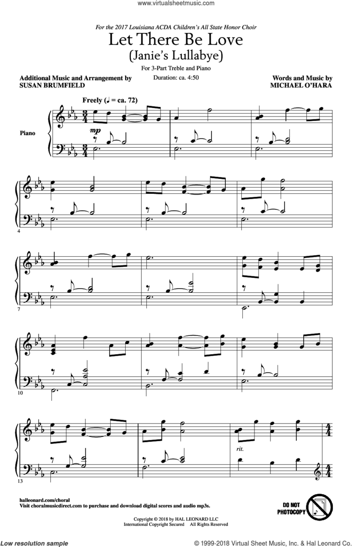 Let There Be Love (arr. Susan Brumfield) sheet music for choir (3-Part Treble) by Susan Brumfield, intermediate skill level