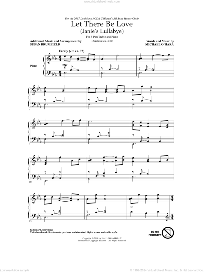 Let There Be Love (arr. Susan Brumfield) sheet music for choir (3-Part Treble) by Susan Brumfield, intermediate skill level