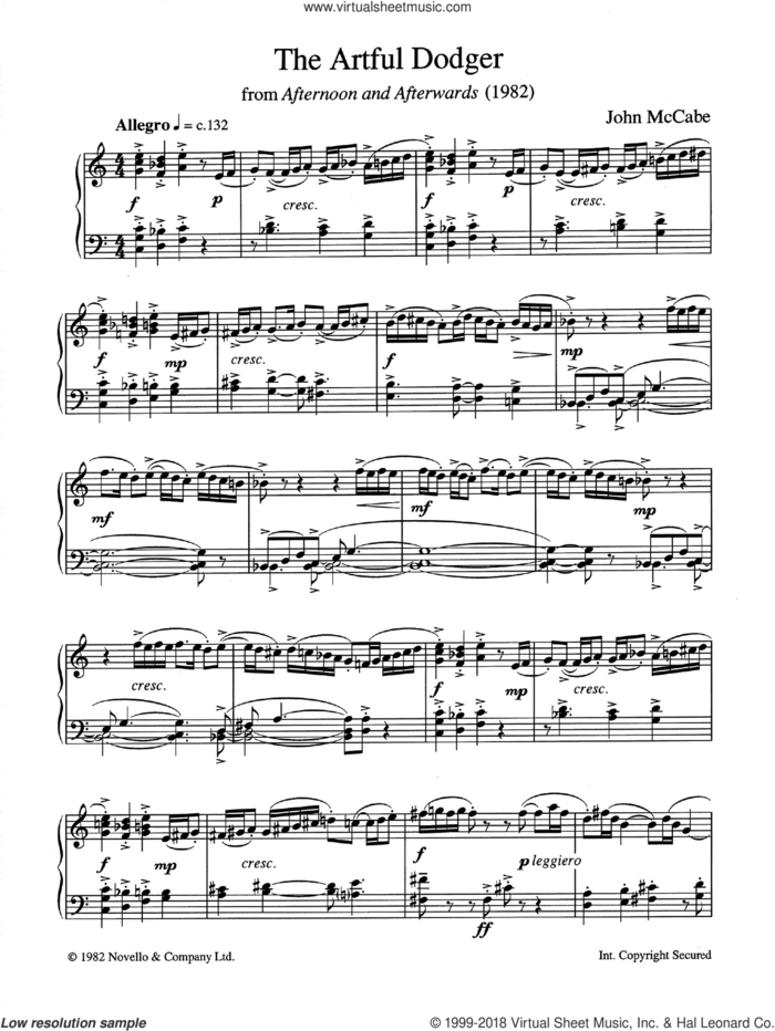 The Artful Dodger sheet music for piano solo by John McCabe, classical score, intermediate skill level