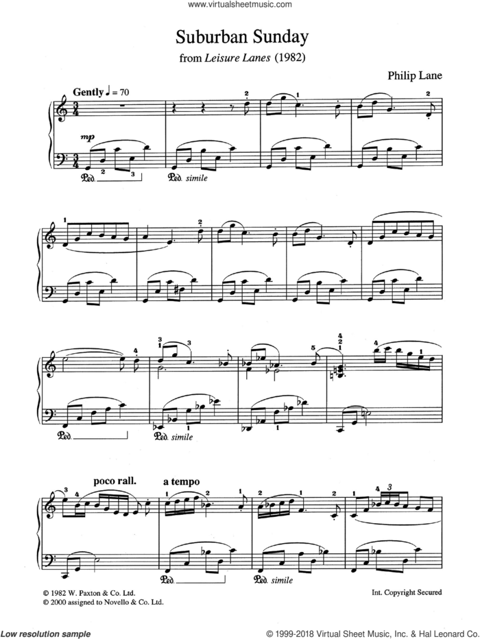 Suburban Sunday (from 'Leisure Lanes') sheet music for piano solo by Philip Lane, classical score, intermediate skill level