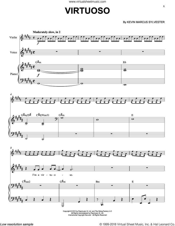 Virtuoso sheet music for violin and piano by Black Violin and Kevin Marcus Sylvester, intermediate skill level