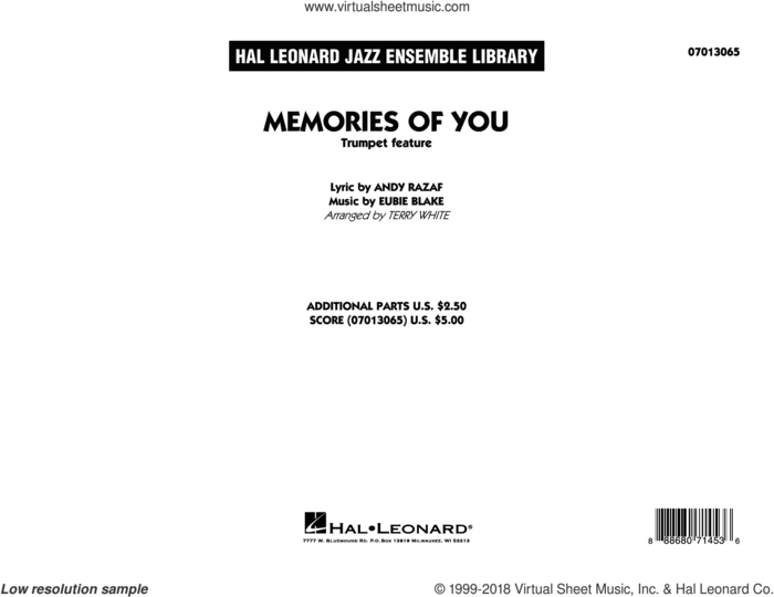 Memories of You (Trumpet Feature) (COMPLETE) sheet music for jazz band by Andy Razaf, Eubie Blake, Eubie Blake and Andy Razaf and Terry White, intermediate skill level
