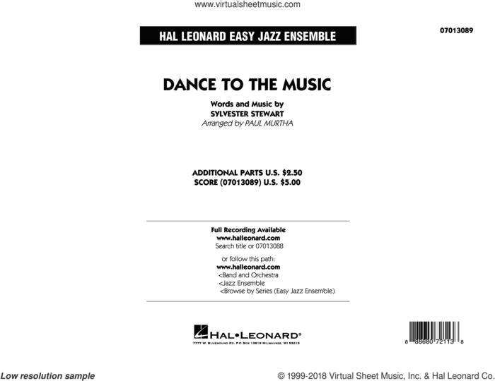 Dance to the Music (COMPLETE) sheet music for jazz band by Paul Murtha, Sly And The Family Stone and Sylvester Stewart, intermediate skill level
