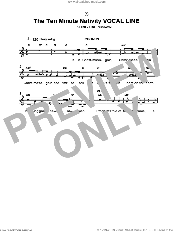 Song One / Instrumental Introduction (from The Ten Minute Nativity) sheet music for voice and other instruments (fake book) by Alison Hedger, intermediate skill level