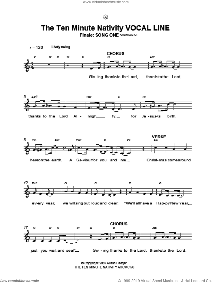 Finale (from The Ten Minute Nativity) sheet music for voice and other instruments (fake book) by Alison Hedger, intermediate skill level