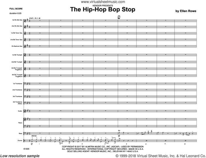 The Hip-Hop Bop Stop (COMPLETE) sheet music for jazz band by Ellen Rowe, intermediate skill level