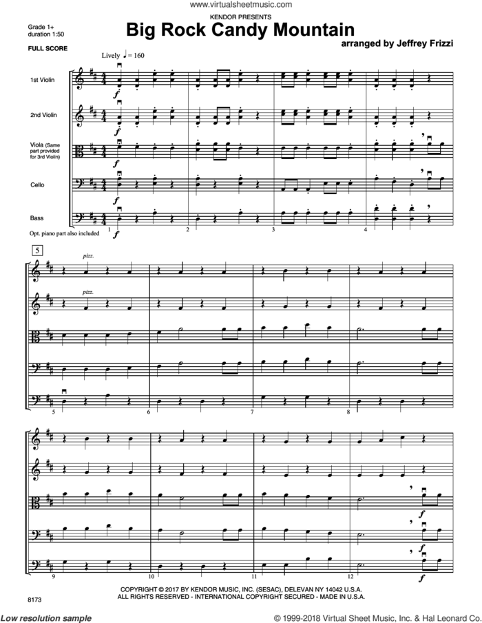 Big Rock Candy Mountain (COMPLETE) sheet music for orchestra by Jeff Frizzi and Miscellaneous, intermediate skill level