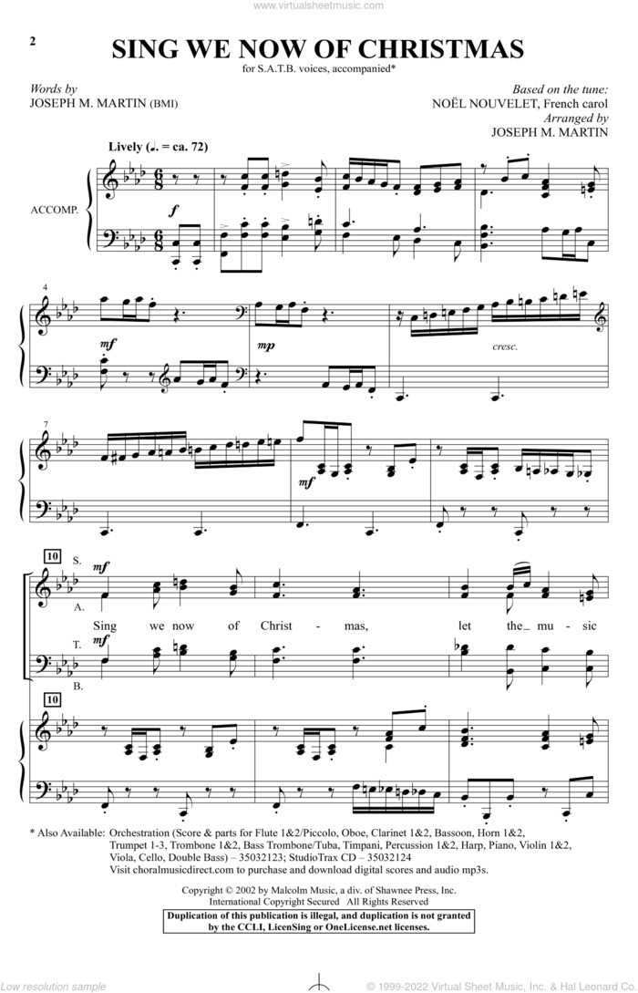 Sing We Now Of Christmas sheet music for choir (SATB: soprano, alto, tenor, bass) by Joseph M. Martin and Miscellaneous, classical score, intermediate skill level