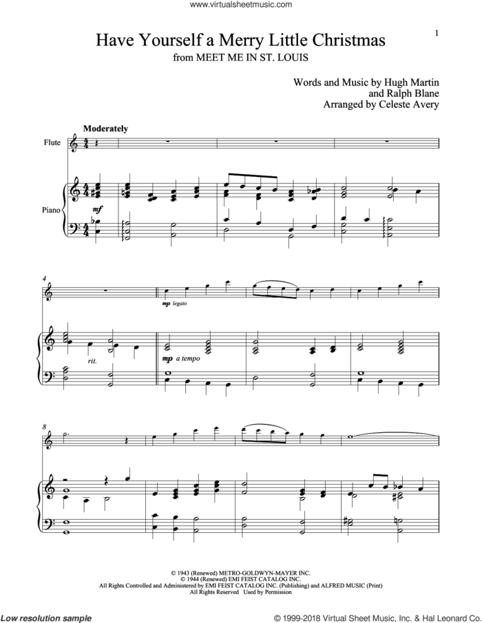 Have Yourself A Merry Little Christmas sheet music for flute and piano by Hugh Martin and Ralph Blane, classical score, intermediate skill level