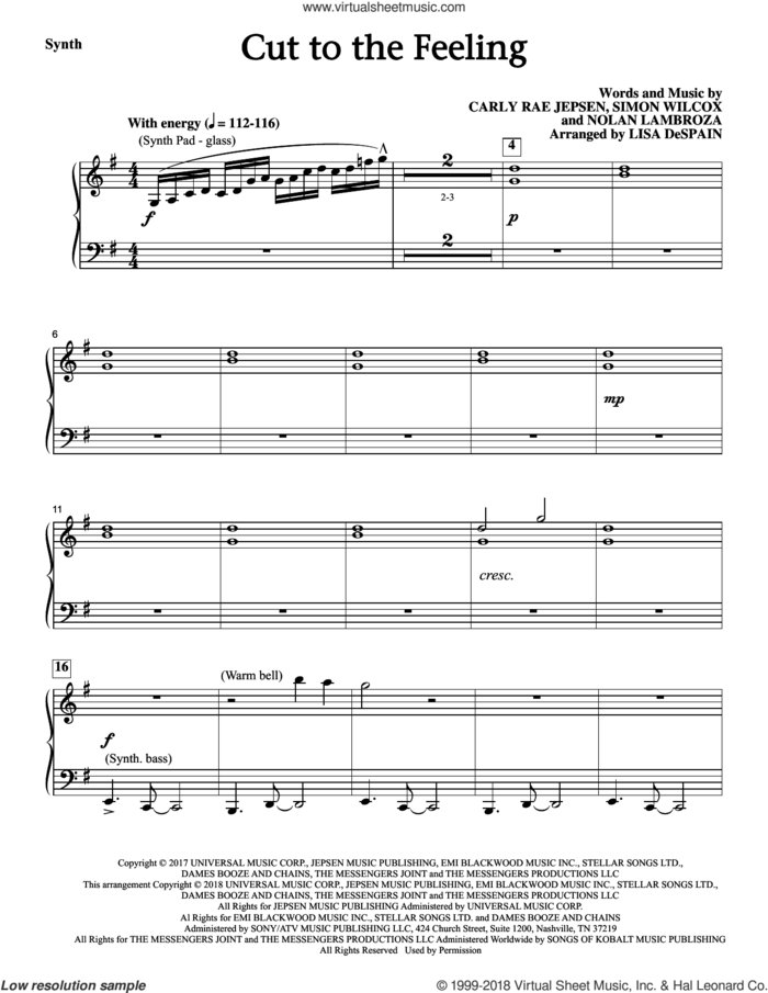 Cut To The Feeling (complete set of parts) sheet music for orchestra/band by Carly Rae Jepsen, L Despain, Nolan Lambroza and Simon Wilcox, intermediate skill level