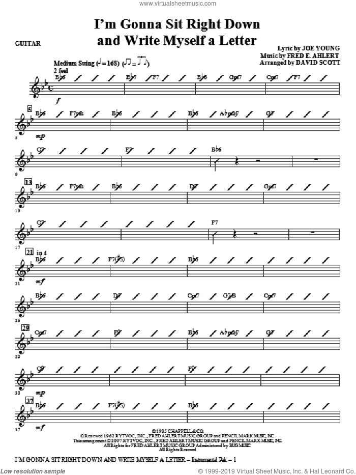 I'm Gonna Sit Right Down And Write Myself A Letter (complete set of parts) sheet music for orchestra/band (Rhythm) by David Scott, Boswell Sisters, Fred Ahlert and Joe Young, intermediate skill level