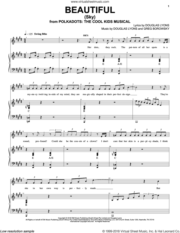 Beautiful sheet music for voice and piano by Douglas Lyons & Greg Borowsky, Douglas Lyons and Greg Borowsky, intermediate skill level