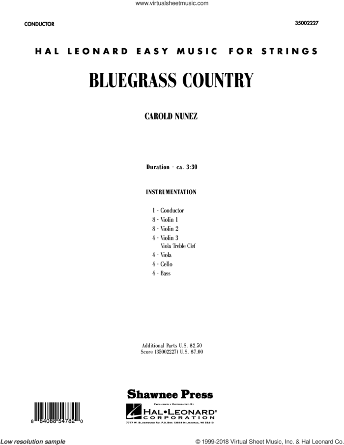 Bluegrass Country (COMPLETE) sheet music for orchestra by Carold Nunez and Carold Nunez, intermediate skill level
