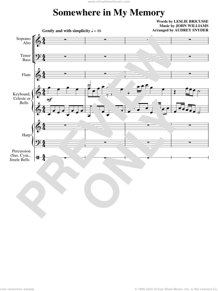 Somewhere in My Memory (arr. Audrey Snyder) sheet music for orchestra/band (full score) by John Williams, Leslie Bricusse and Audrey Snyder, intermediate skill level